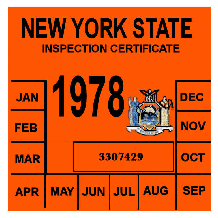 (image for) 1978 New York INSPECTION Sticker